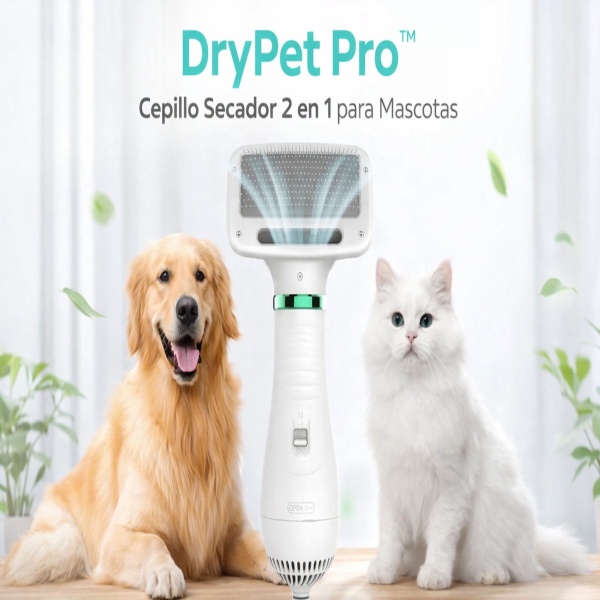 DryPet Pro™ – Cepillo Secador 2 en 1 para Mascotas