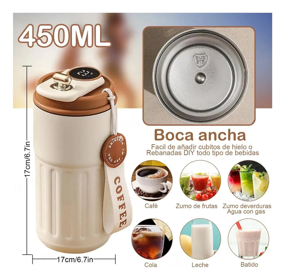 ThermoSense™ – Taza Térmica Inteligente con Pantalla de Temperatura
